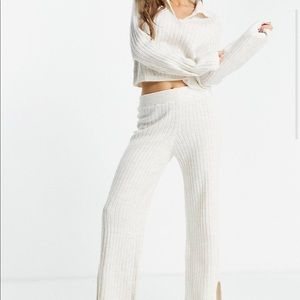 ASOS DESIGN premium lounge set in cream.